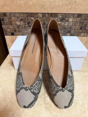 Lucky Brand Alba Snakeskin Print Leather Flats